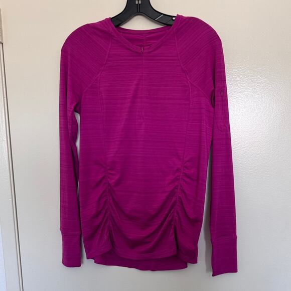 Athleta Pacifica Contoured UPF Long-sleeve Top Vibrant Fuchsia Size Medium - Picture 2 of 6